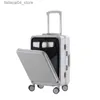 Resväskor 20 Front Open Lid Travel Bagage Aluminium Frame Fashion Trolley Suit Female Boarding Box Pull Rod Box stor kapacitet Q240115