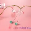 Boucles d'oreilles Pendantes Néphrite Jade Perle Amulette Talismans Énergie Femmes Bijoux Sculptés 925 Argent Naturel Cadeau Pierre Précieuse Chinoise Réel Vert