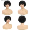 Perruques synthétiques 8 pouces courte perruque bouclée Pixie Bob avec frange cheveux humains brésiliens perruque bouncy curl pour les femmes prêtes à partir perruque Q240115