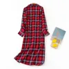 Dames Nachtkleding Flanel Katoenen Nachthemden Button Down Boyfriend Nachthemd Halflange Stijl Slaapshirt Pyjama Jurk Casual