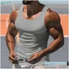 Herrtankstoppar herrar tank tops män sommar vit muskel västar bomull underkläder ärmlös topp solid väst o-hals Gymkläder bodybuildi dhaa5