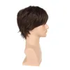 Peruca marrom peruca fofa masculina, cabelo curto e liso, franja longa, capa de cabeça de fibra sintética masculina240115