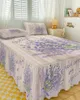 Saia de cama vintage textura madeira lavanda elástico colcha com fronhas capa colchão conjunto cama folha