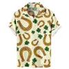 Męskie koszule szczęśliwe Święty Dzień Świętego Patryka wiosna lato hawajska koszula man elegancki tops streetwear shamrock ireland print
