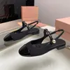 Denim Slingback High Heel Shoes For Women Pearl Decor Metal Chain Sandals Square Heels Party Wedding Shoes Brud Pumpar