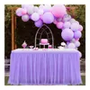 Gonna da tavolo Dolce Decorazione Compleanno Panno Matrimonio Accessori per la casa Feste Copertine in tulle Bianco Rosa Viola Tovaglia rettangolare 240113