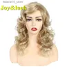 Synthetic Wigs Joy luck Long Synthetic Wigs Culry Ombre Blonde Wig African Brown Wigs for Women Gold Luffy Full Wig With Bangs Natural Hair Q240115