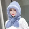 Berets Autumn And Winter Hats Scarves All In One Women's Plush Thickened Cold Ear Protection Riding Warm Necklaces