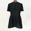 Work Dresses Black Jacquard Mini Dress 2024 Fashion Elegant Temperament Sequins Beaded Short Sleeve Jacket