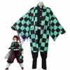 Costume d'anime tueur de démons Cosplay Tanjirou Kamado Costume de Cosplay Kimetsu no Yaiba hommes Kimono déguisement d'halloween Y0903272E