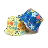 BERETS LDSLYJR Four Seasons Polyester Cartoon Flower Print Bucket Hat児童男の子と女の子のための屋外旅行サンキャップ107