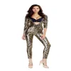 Leopard Animal Print Fancy Dress Seksowna damska głęboka szyja zip u góry bielizny Bodysuit kombinezon cosplay impreza catsuit341i