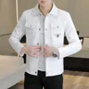 Moda masculina cavalheiro slim-fit casual canário cor sólida tendência da moda britânica com elegante coreano slim-fit lapela jaqueta 240115