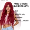 Synthetic Wigs oneNonly Long Red Wig with Bangs Wave Synthetic Wigs for Women Halloween Party Cosplay Natural Heat Resistant Hair Q240115