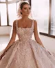 Alonlivn Elegante abito da ballo con fiori 3D Abito da sposa senza maniche Colletto quadrato Abiti da sposa in pizzo lucido