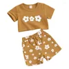 Kläder sätter spädbarn baby flicka sommarkläder 2st blommigt tryck kort ärm t-shirt toppar och shorts set småbarn comfy