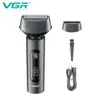 VGR Pro Wet Dry Electric Shaver för män Uppladdningsbar elektrisk rakkniv tvättbar skägg rakmaskin LCD Display240115