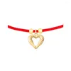 Charme pulseiras banhado a ouro coração amor pêssego pulseira para mulheres artesanal trançado corda vermelha amizade casal jóias presentes