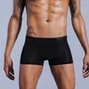 Underpants Men Seamless Nylon Ice Silk Boxer Briefs Shorts Underwear Trunks Transparent Comfy Ultra Thin Mens Flat Corner Pants