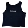 Katoenen crop top dames sporttop gebreid mouwloos vest dames ontwerp bedrukt vest top met beha-pad 240115