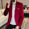 Abito di alta qualità Cappotto di moda da uomo Canarino Versione coreana Casual Slim Bello Singolo West Smart Casual Poliestere Quattro stagioni 240115