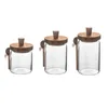 Glasversiegelte Gläser aus Akazienholz mit Deckel und kleinen Löffeln, Gewürzdosen, Kaffee-Vorratsdosen, Gewürzdosen, Glasdosen 240113