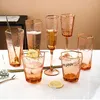 Wine Glasses 1Pcs Japanese Phnom Penh Glass Hexagonal Hammered Cup Amber Crystal Champagne Home Bar Milk Juice Water