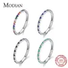 Modian Arcobaleno CZ Anelli da dito per le donne impilabili Slim 4 colori Wedding Engagement Band 925 gioielli in argento sterling 2021 X071267S