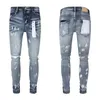 Mens jeans straat mode mode mannen hoogwaardige retro zwart grijs stretch skinny fit gescheurde geschilderde ontwerper hiphop merk broek