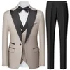 Ternos masculinos moda masculina magro 3 peça jaqueta colete calças elegante negócios cavalheiro high-end casual formal casamento smoking traje homme