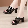 Pantoufles pantoufle femme bloc talon plate-forme diapositives femmes 2024 talons hauts dames bureau femmes chaussures d'été sandales