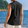 Men's Tank Tops Half-Open Tanks Solid Sleeveless Bottoming Shirt Outdoor Casual Sports All-Match Vest With Buttons