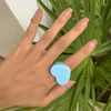 Cluster Rings Fashion Simple Candy Color Peach Heart Ring Holiday Wind Resin Geometric Hand Jewelry Wholesale Women 219