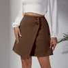 Spódnice 2024 Kobiety zamszowe jesienne zimowe przyciski mody w wysokim talii seksowne klub bodycon mini a-line dla damskich dziewcząt
