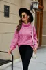 Women's Sweaters Woman Turtleneck Flare Sleeve Pullover Femme Autumn 2023 Pull Pink And Beige Sweater Jersey Mujer Streetwear Loose Tops