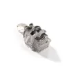 Bling King Brass Skull wiszące czarny wąż otaczający pełny lodowany bling sześcienna cyrkonia naszyjnik moda biżuteria Hiphop 240115