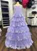 Robe de princesse à fleurs pour filles, à volants, paillettes, dentelle, bouffante, robe de concours de beauté, pour petit enfant, anniversaire, mariage, événement formel, cocktail, 1ère communion, lilas, blush, ivoire