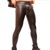 Herenbroeken Heren Jeansstijl Strak Imiteren Latex Nauwsluitend PU Kunstleer Casual Kokerbroek Skinny Shank Bottom Legging