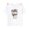 Family Matching Outfits Hello New Year 2024Family Matng Clothes New Year Party Outfit T-shirt Father Mother Kid Baby Look Tshirt Winter Holiday Tops H240508