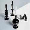 Candle Holders Creative Hydroponic Glass Black Candlestick Glass Vase Candle Stand Desktop Decor Home Decoration Art Nordic Home YQ240116