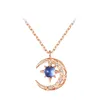 Dream Falling Starry Moon Necklace Starry Sky Necklace Women's Light Luxury and Unique Design Feeling Crescent Set Diamond Neckchain and Collar Chain Women