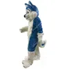 Prestaties blauwe husky hond vos mascotte kostuum Halloween fancy feestjurk stripfiguur outfit pak carnaval volwassenen maat verjaardag outdoor outfit