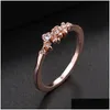 Anneaux de bande Strass Inlay Anneaux 9 Forets Alliage Rose Or Sier Plaqué Fiançailles Bague De Mariage Bijoux Femmes Saint Valentin Mode G Dh7Qy