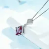 Natural Alexandrite Gemstone Pendant For Women Solid 925 Sterling Silver 585 Rose Gold Princess Cut Necklace for Bridal 2107062815