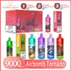 Airbomb Tornado 9000 Puff Disposable E Cigaretter 18 ml POD 600 mAh Battery Electronic Cigs Puffs 9K 0% 2% 3% 5% Vape Pen 10 smaker
