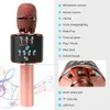 Microphones Microphone sans fil Microphone karaoké pour chanter Microfono enfants Microphone or Rose avec haut-parleur lumières Led