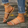 Slippers Sequin Women's Summer Sandals 2024 Fashion Shiny Simple Flip-Flops Diamond Flats Beach Casual Comfort