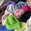 Fashion Rabbit Fur Y2k Beanies Women Soft Warm Fluffy Angola Winter Knitted Hat Female Plush Windproof Bonnet Skullies Cap 240115