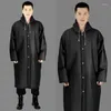 Trenchs d'hommes Hommes Veste imperméable PVC Unisexe Raincoat Épaissi Manteau de pluie Femme Noir Camping Rainwear Costume