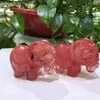 装飾的な置物天然赤い溶ける象クリスタル刻まれた宝石動物像癒しのエネルギー石工1PCS